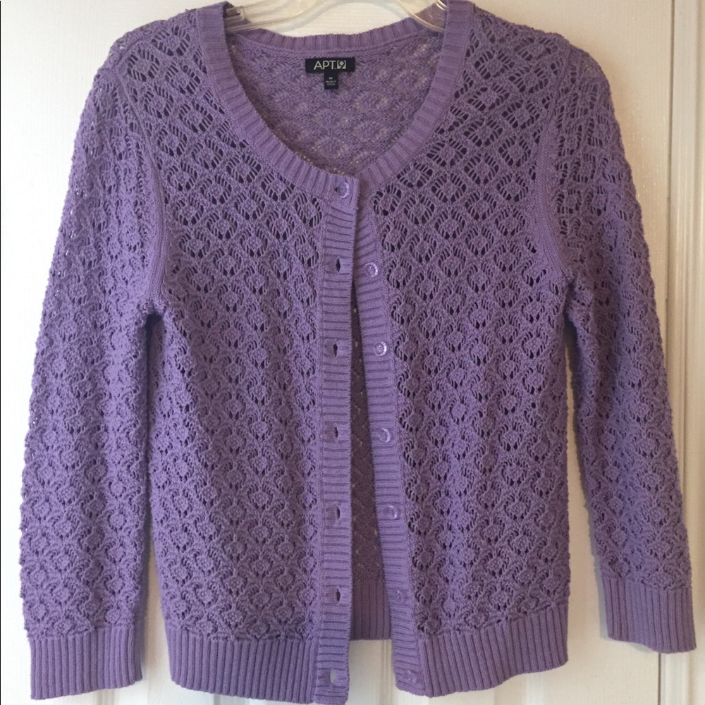 Apt 9 Purple Button Cardigan, 3/4 Sleeves, Sz Med